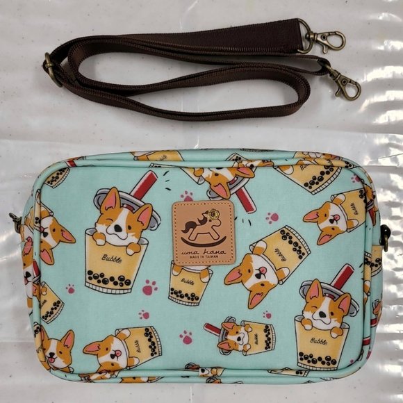 Waterproof Boba Corgi Rectangle Crossbody Shoulder Phone Purse - Picture 7 of 12